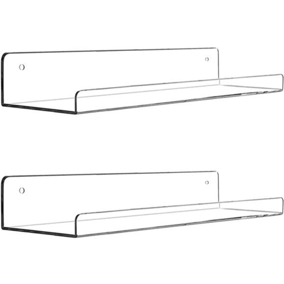 Acrylic Floating Wall Ledge Shelf,Clear Bathroom Storage Shelves Display,Acrylic - Picture 1 of 8